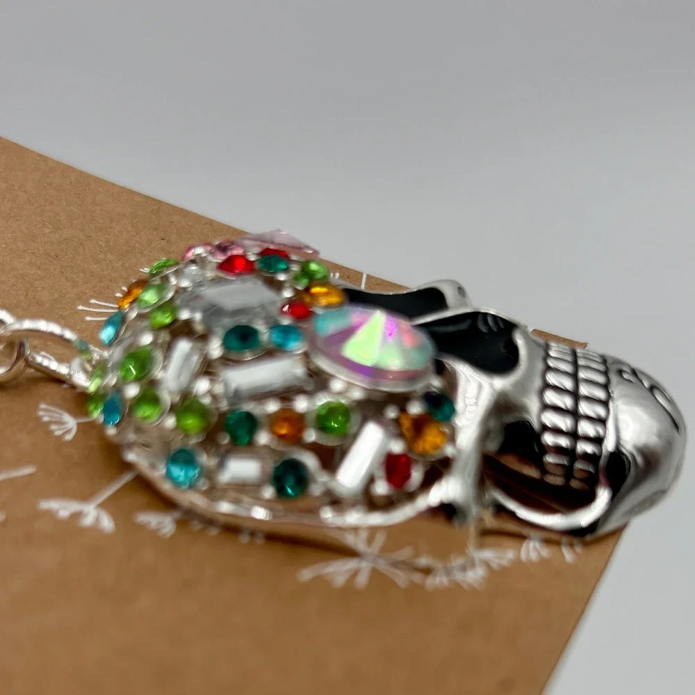 Skull Keychain‎ Rhinestone Bling HALLOWEEN Keyring Purse Charm Bag Accessory
